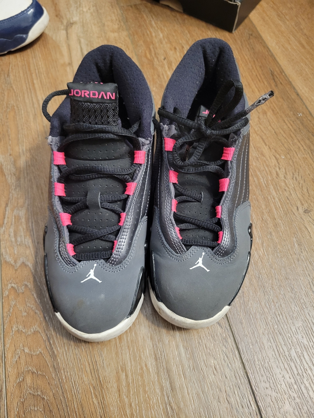 Jordan Kids Gray and Pink Basketball Sneakers